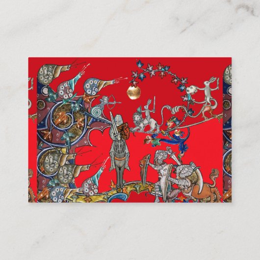 MEDIEVAL BESTIARY WAR, KNIGHTS, GIANT SNAILS Red Visitekaartje (Achterkant)