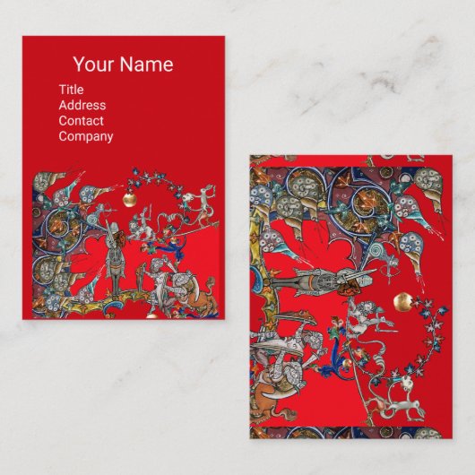 MEDIEVAL BESTIARY WAR, KNIGHTS, GIANT SNAILS Red Visitekaartje (Voorkant / Achterkant)