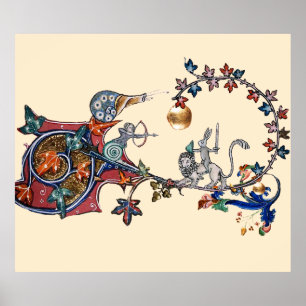 MEDIEVAL BESTIARY WAR Slakken, Killer Rabbit, Lion Poster