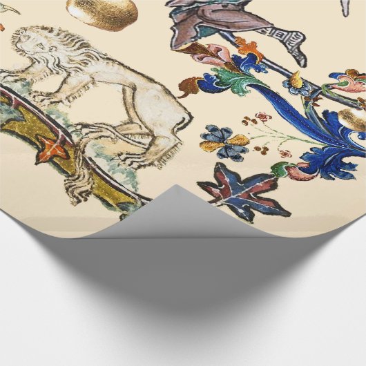 MEDIEVAL BESTIARY WAR Snail vs Knight ,Dragon.Lion Cadeaupapier (Hoek)