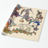 MEDIEVAL BESTIARY WAR Snail vs Knight ,Dragon.Lion Cadeaupapier (Uitgerold)