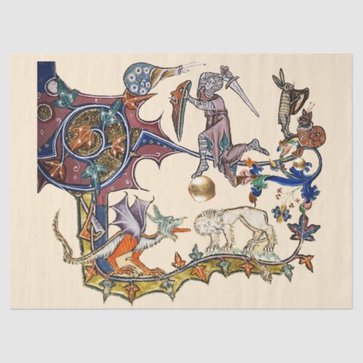 MEDIEVAL BESTIARY WAR Snail vs Knight ,Dragon.Lion Tissuepapier (Voorkant)