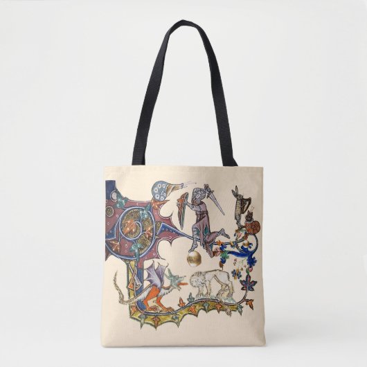 MEDIEVAL BESTIARY WAR Snail vs Knight ,Dragon.Lion Tote Bag (Voorkant)
