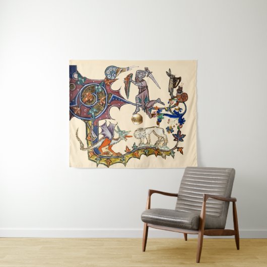 MEDIEVAL BESTIARY WAR Snail vs Knight ,Dragon.Lion Wandkleed (In Situ (horizontaal))