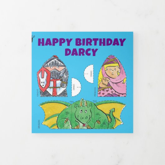 Medieval Birthday Cut-Out Card Drieluik Wenskaart (Cover)