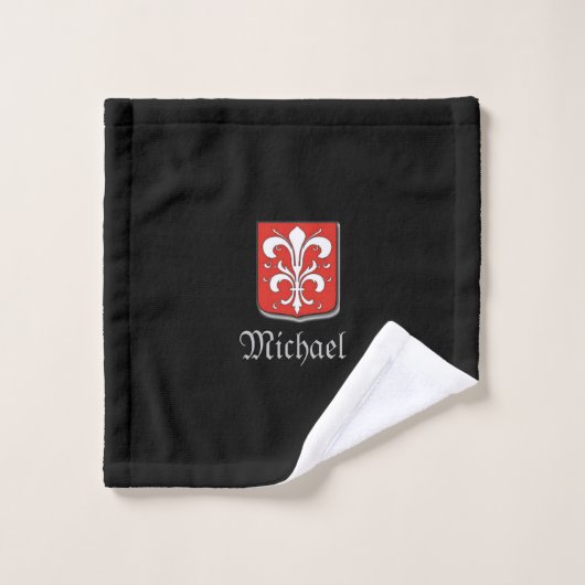 Medieval Black en Red Knight Shield Bad Handdoek (Wasdoekje)