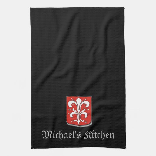 Medieval Black en Red Knight Shield Theedoek (Verticaal)