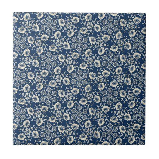 Medieval Blauw Floral Design Tegeltje (Voorkant)