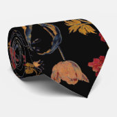 Medieval bloemen op zwart Stropdas (Opgerold)