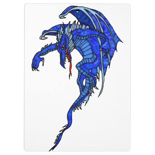 Medieval Blue Flying Dragon Fantasy Tattoo Klembord (Achterkant)