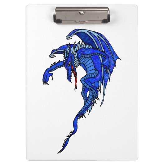 Medieval Blue Flying Dragon Fantasy Tattoo Klembord (Voorkant)