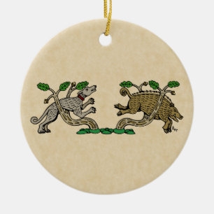 Medieval Boar Hunt Keramisch Ornament