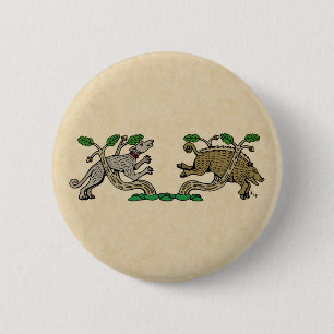 Medieval Boar Hunt Ronde Button 5,7 Cm