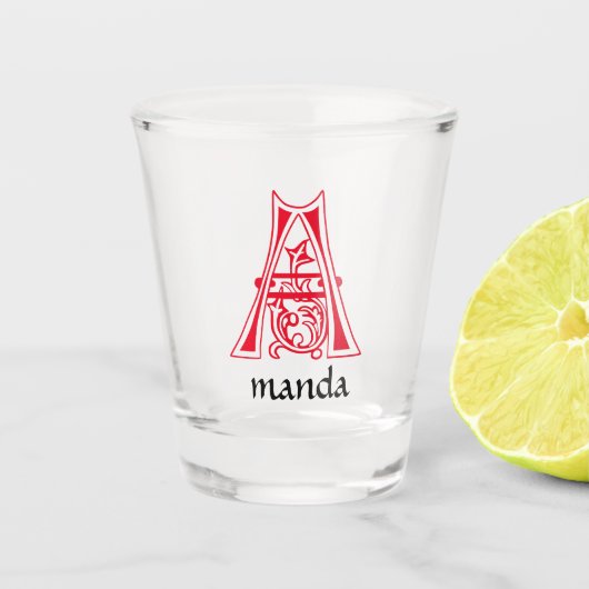 Medieval bodemkundig decoratief kapitaal A Shot Glas (Voorkant)