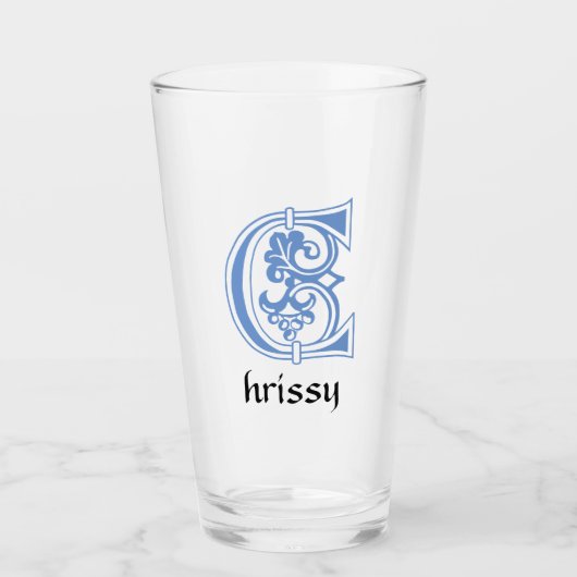 Medieval bodemkundig decoratief kapitaal C Glas (Voorkant)