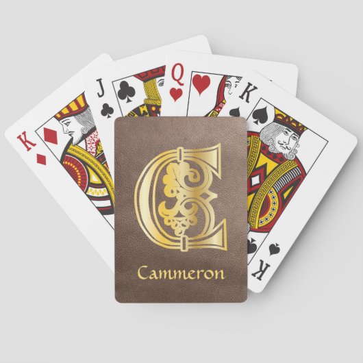 Medieval bodemkundig decoratief kapitaal C Pokerkaarten (Achterkant)
