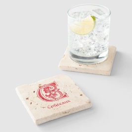 Medieval bodemkundig decoratief kapitaal C Stenen Onderzetter