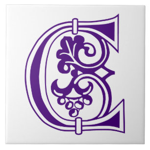 Medieval bodemkundig decoratief kapitaal C Tegeltje