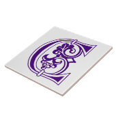 Medieval bodemkundig decoratief kapitaal C Tegeltje (Zijkant)