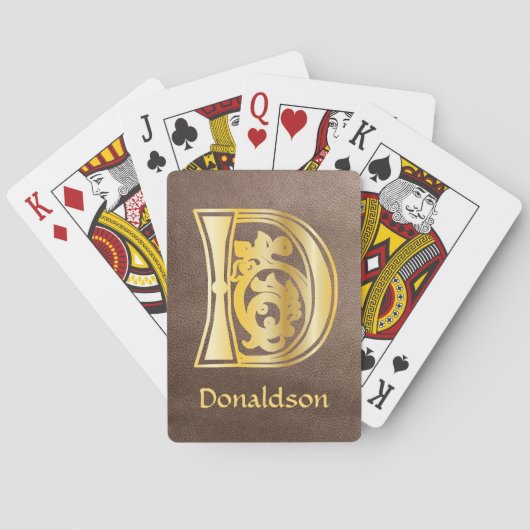 Medieval bodemkundig decoratief kapitaal D Pokerkaarten (Achterkant)