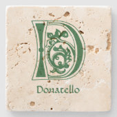 Medieval bodemkundig decoratief kapitaal D Stenen Onderzetter (Voorkant)