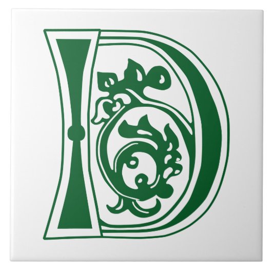 Medieval bodemkundig decoratief kapitaal D Tegeltje (Voorkant)