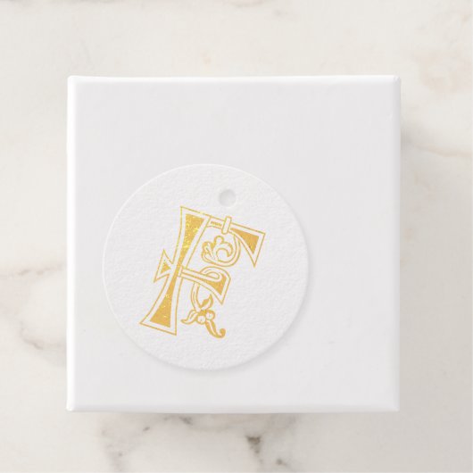 Medieval bodemkundig decoratief kapitaal F Bedankjes Labels (Met doos)