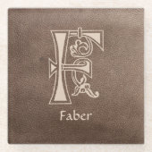 Medieval bodemkundig decoratief kapitaal F Glazen Onderzetter (Voorkant)