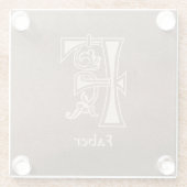 Medieval bodemkundig decoratief kapitaal F Glazen Onderzetter (Achterkant)