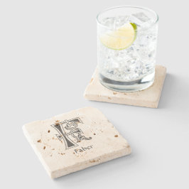 Medieval bodemkundig decoratief kapitaal F Stenen Onderzetter