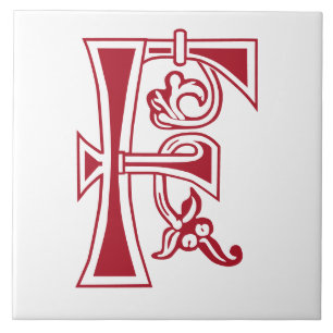 Medieval bodemkundig decoratief kapitaal F Tegeltje