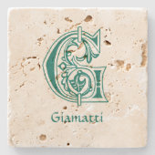 Medieval bodemkundig decoratief kapitaal G Stenen Onderzetter (Voorkant)