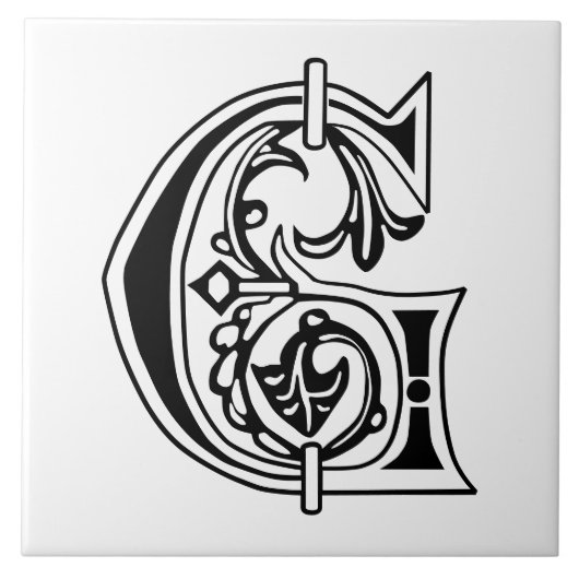 Medieval bodemkundig decoratief kapitaal G Tegeltje (Voorkant)