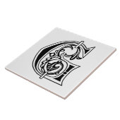 Medieval bodemkundig decoratief kapitaal G Tegeltje (Zijkant)