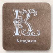 Medieval bodemkundig decoratief kapitaal K Bier Onderzetter (Voorkant)