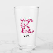 Medieval bodemkundig decoratief kapitaal K Glas (Voorkant)