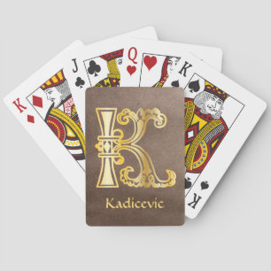 Medieval bodemkundig decoratief kapitaal K Pokerkaarten
