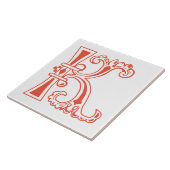 Medieval bodemkundig decoratief kapitaal K Tegeltje (Zijkant)