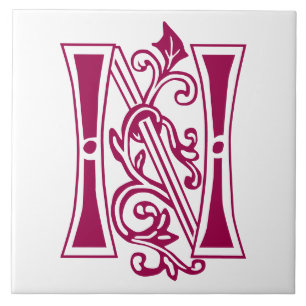 Medieval bodemkundig decoratief kapitaal N Tegeltje