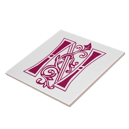 Medieval bodemkundig decoratief kapitaal N Tegeltje (Zijkant)