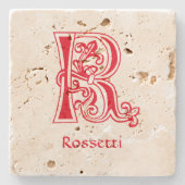 Medieval bodemkundig decoratief kapitaal R Stenen Onderzetter (Voorkant)