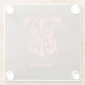 Medieval bodemkundig decoratief kapitaal T Glazen Onderzetter (Achterkant)