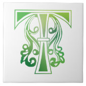 Medieval bodemkundig decoratief kapitaal T Tegeltje (Voorkant)