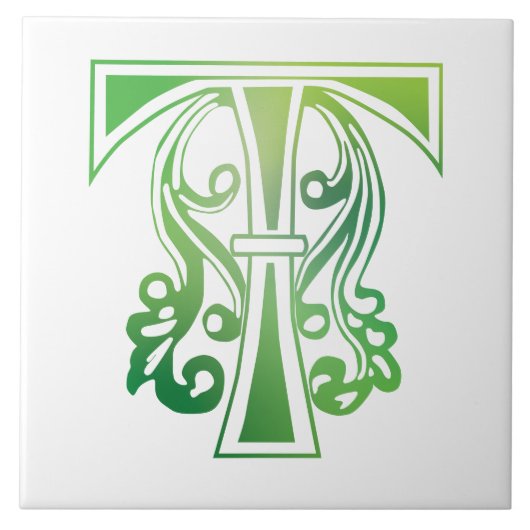 Medieval bodemkundig decoratief kapitaal T Tegeltje (Voorkant)