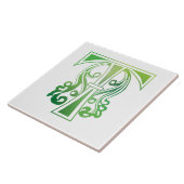 Medieval bodemkundig decoratief kapitaal T Tegeltje (Zijkant)