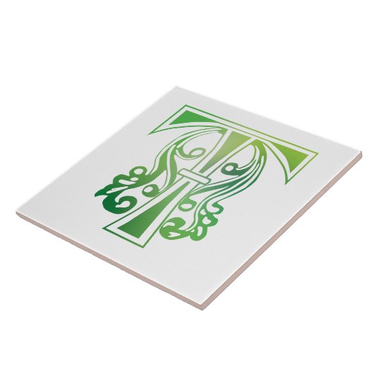 Medieval bodemkundig decoratief kapitaal T Tegeltje (Zijkant)