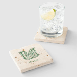 Medieval bodemkundig decoratief kapitaal W Stenen Onderzetter