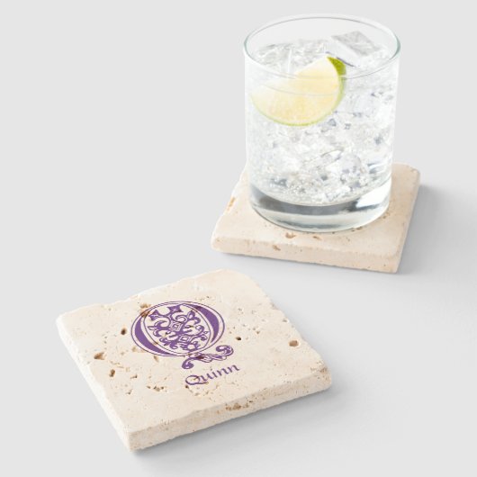 Medieval bodemkundig decoratief Q Stenen Onderzetter (Zijkant)