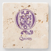 Medieval bodemkundig decoratief Q Stenen Onderzetter (Voorkant)