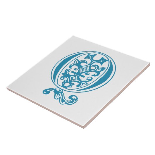 Medieval bodemkundig decoratief Q Tegeltje (Zijkant)